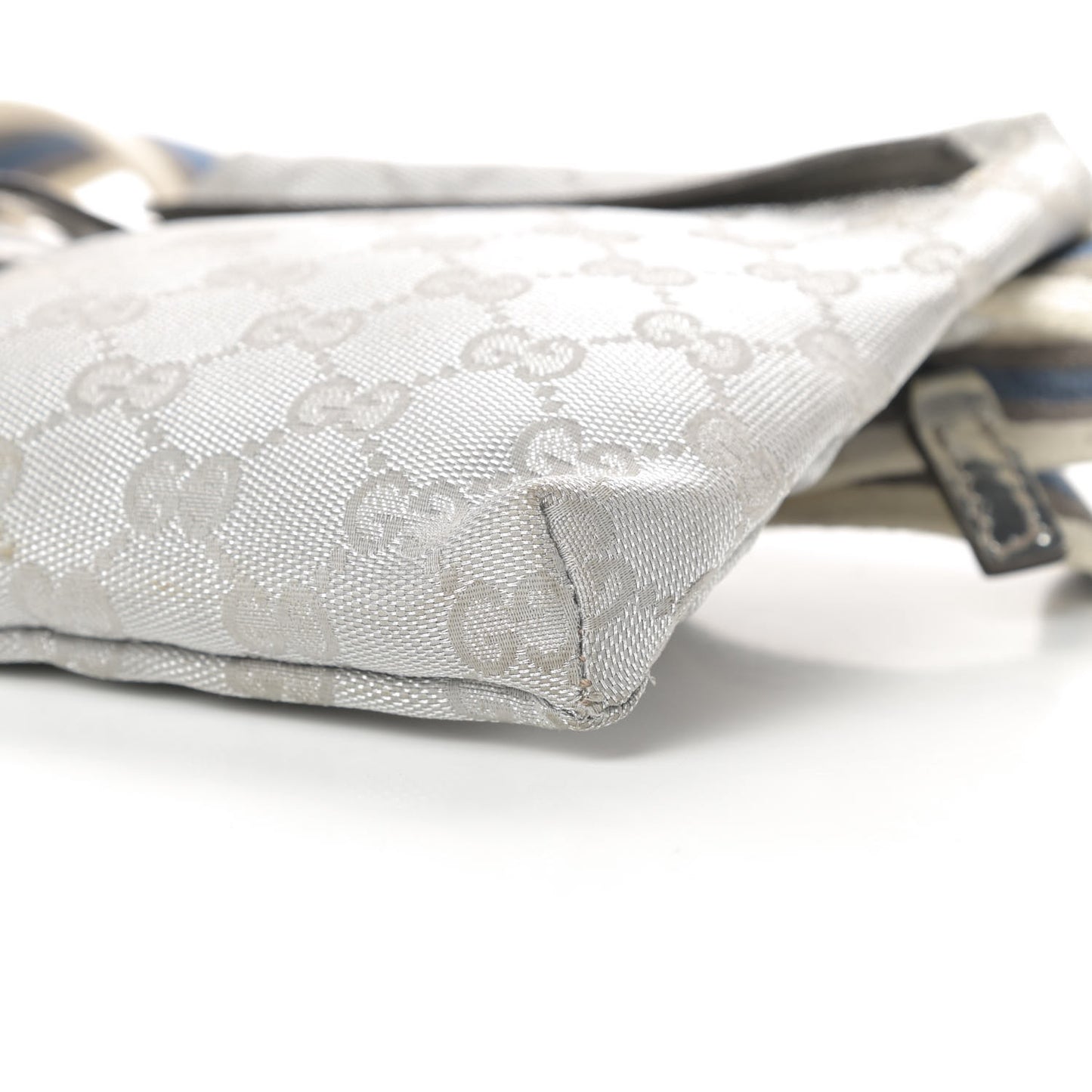 GG Monogram Web Double Pocket Belt Bag Silver