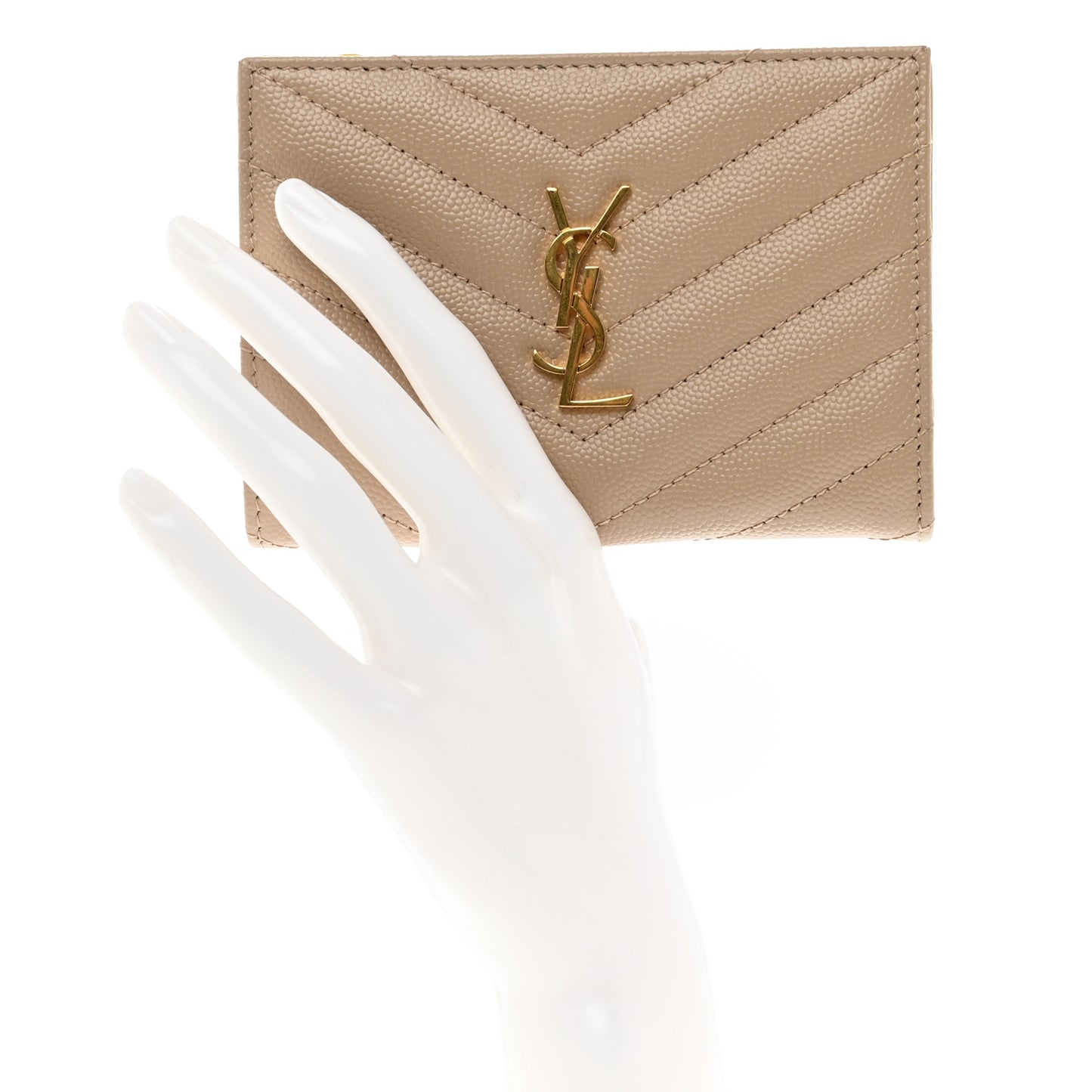 Grain De Poudre Matelasse Chevron Cassandre Fragments Zipperred Bi-Fold Wallet Dark Beige