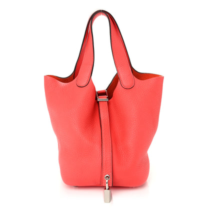 Hermes Taurillon Clemence Picotin Lock 18 PM Rose Texas 1 of 11