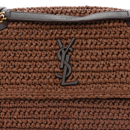 Saint Laurent Raffia Calfskin Monogram Medium Niki Chain Satchel New Nut 8 of 10