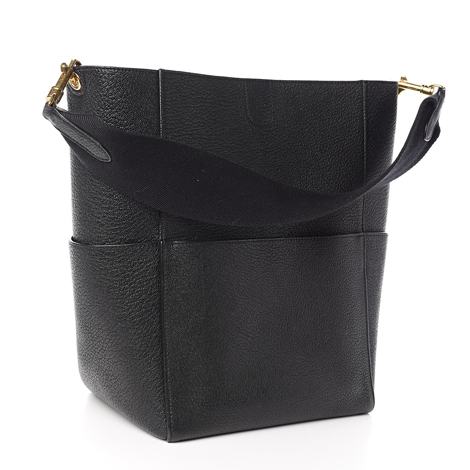 Celine Goatskin Sangle Bucket Bag Black 3 of 10