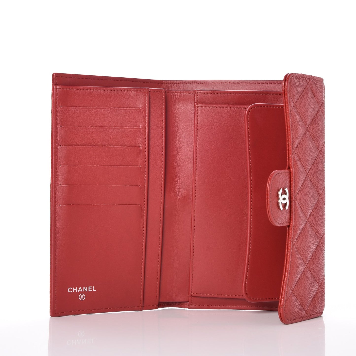Caviar Quilted Large Flap Wallet Red