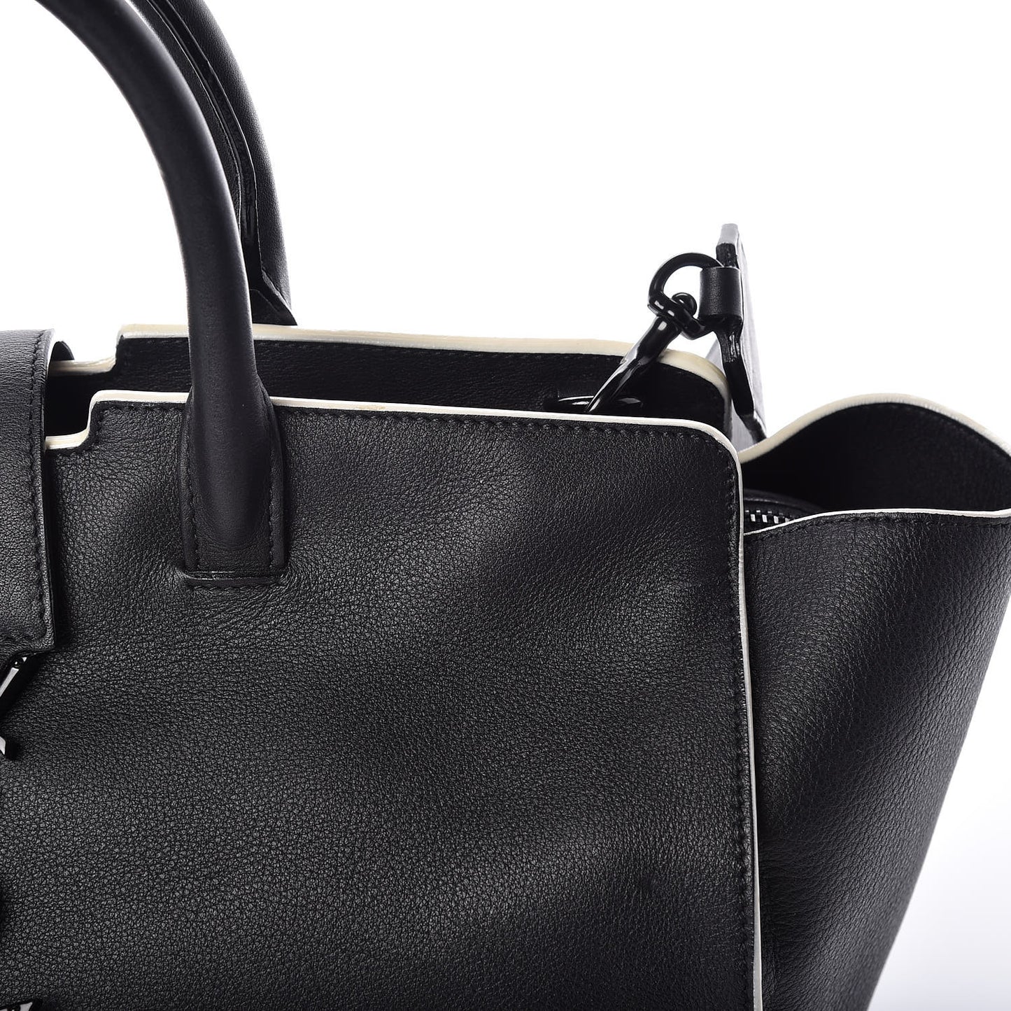 Calfskin Small Monogram Downtown Cabas Black White