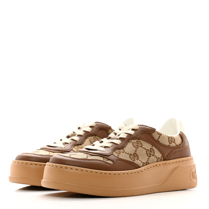 Gucci Calfskin GG Monogram Womens Platform 55mm Sneakers 36 Hezelnut Beige Ebony Mystic White 3 of 7