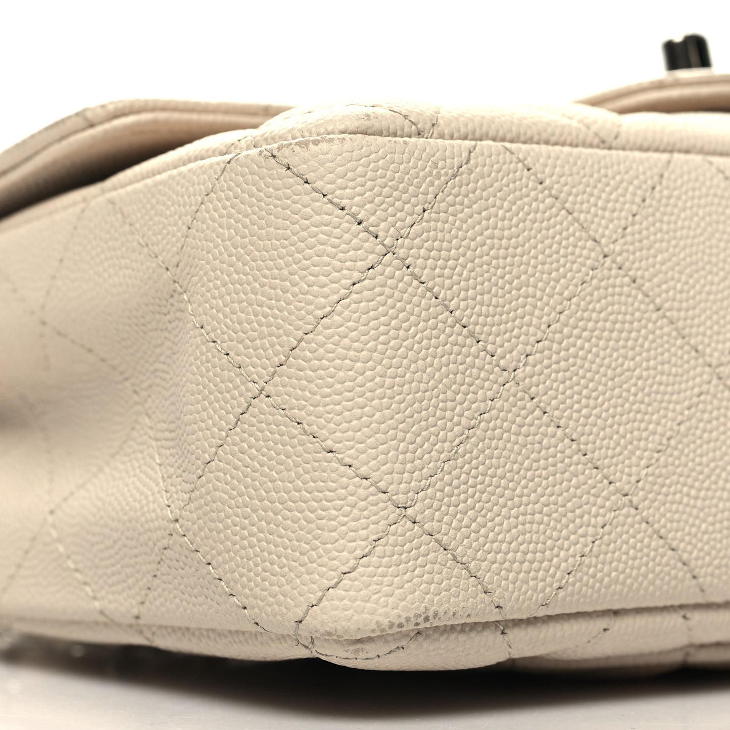 Caviar Quilted Mini Rectangular Flap Light Beige