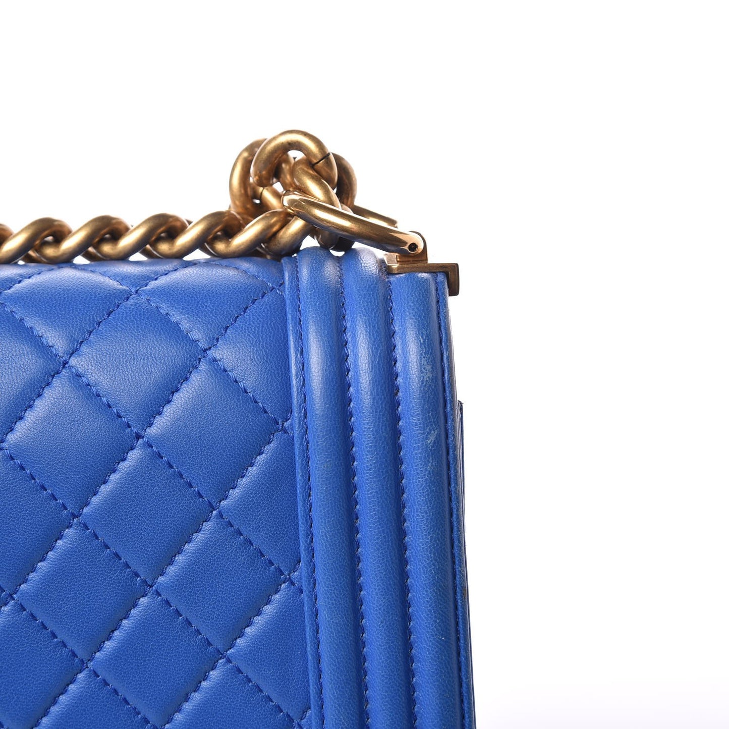 Lambskin Quilted New Medium Boy Flap Blue