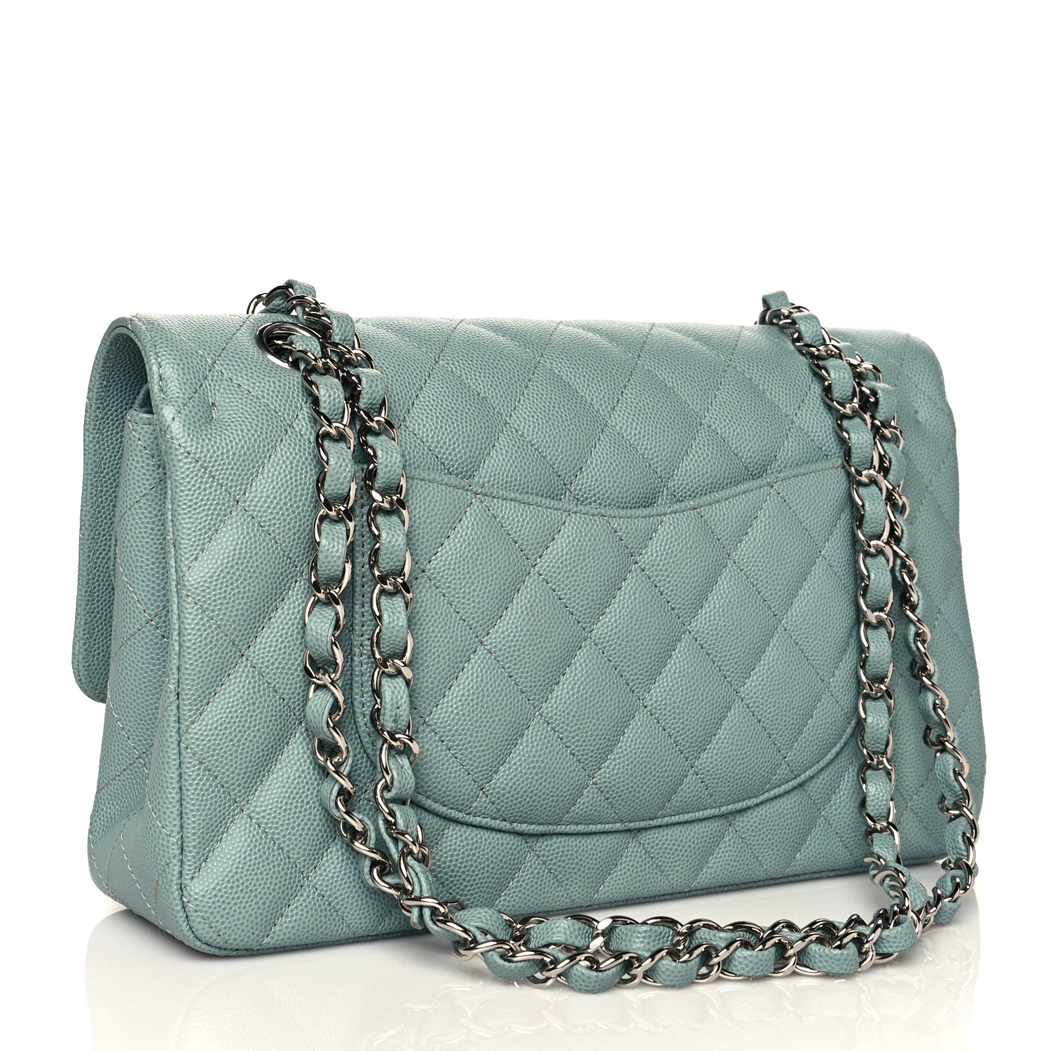 Chanel Caviar Quilted Medium Double Flap Green 2 of 12
