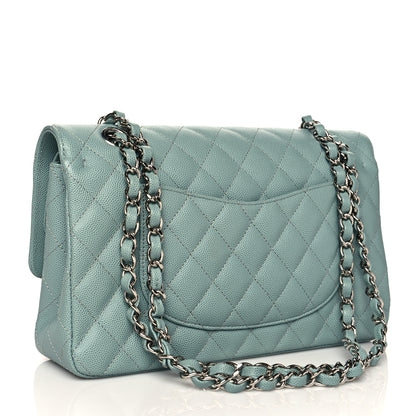 Chanel Caviar Quilted Medium Double Flap Green 2 of 12