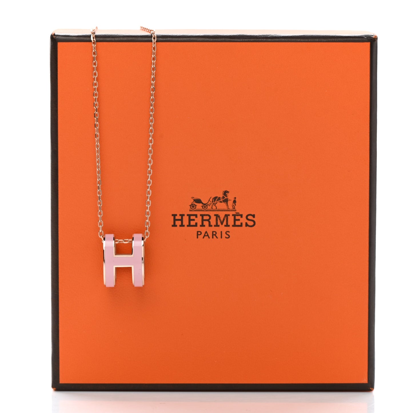 Lacquered Rose Gold Pop H Pendant Necklace Rose Dragee