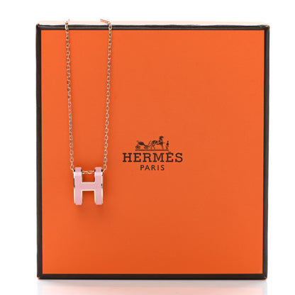 Hermes Lacquered Rose Gold Pop H Pendant Necklace Rose Dragee 8 of 8
