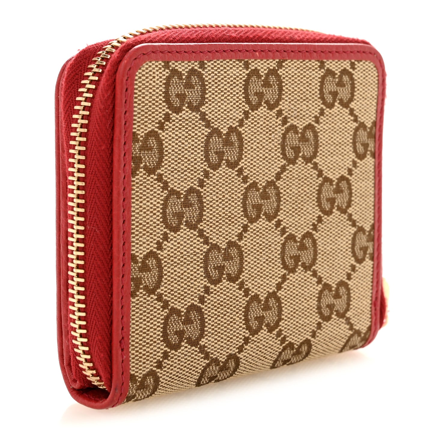 Monogram Dollar Calfskin Zip Around French Flap Wallet Beige Ebony Rosso