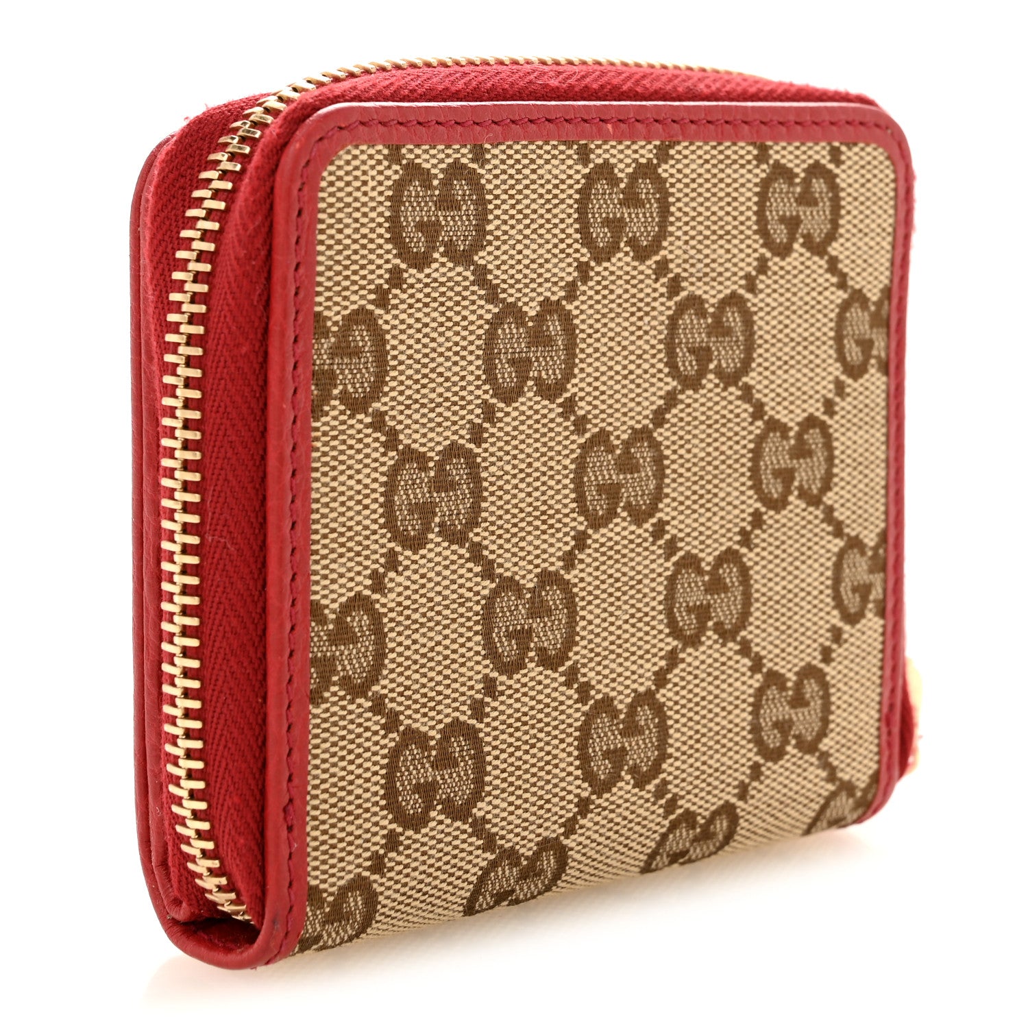 Gucci Monogram Dollar Calfskin Zip Around French Flap Wallet Beige Ebony Rosso 3 of 9