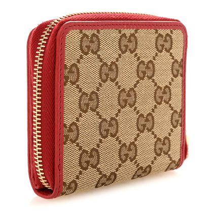 Gucci Monogram Dollar Calfskin Zip Around French Flap Wallet Beige Ebony Rosso 3 of 9
