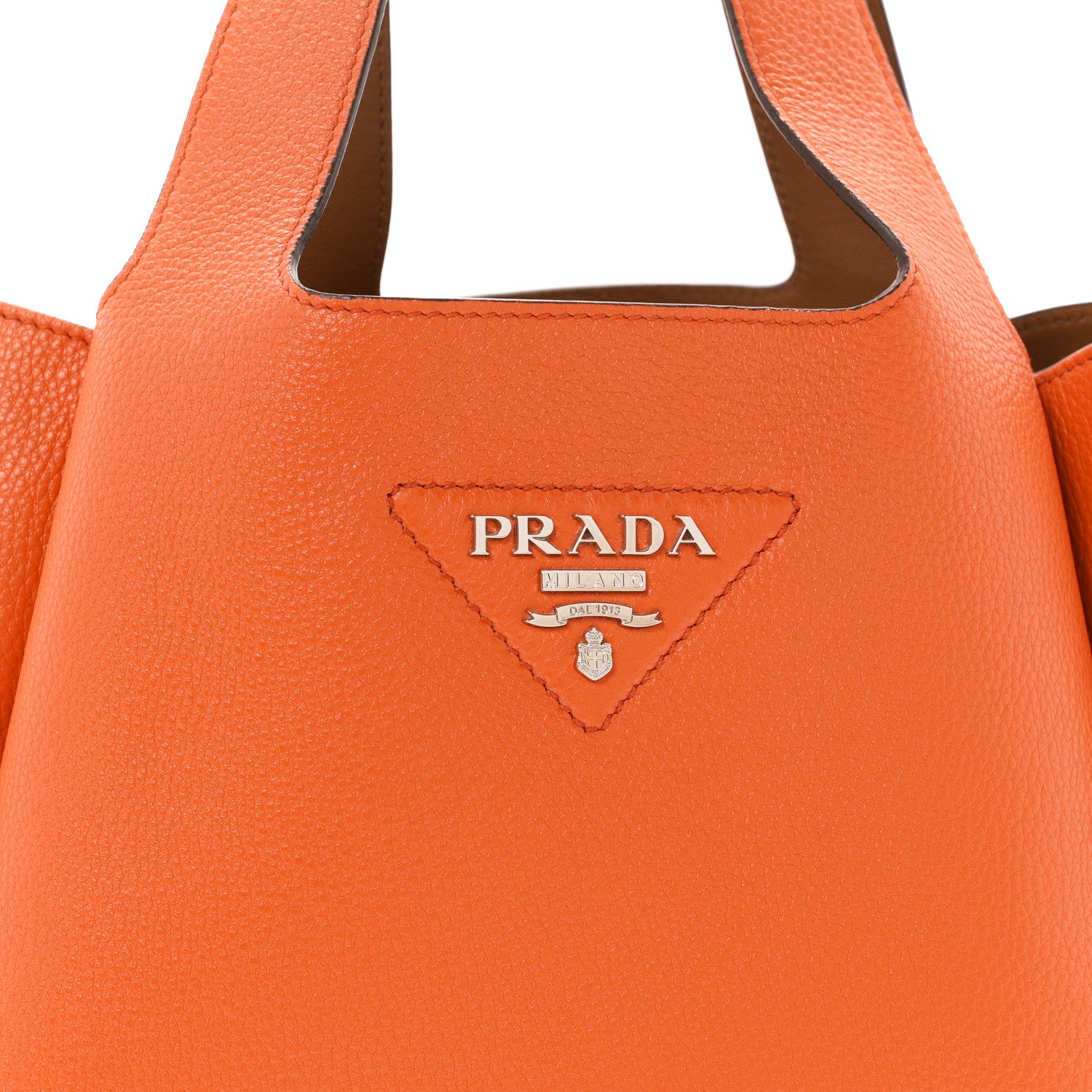 Prada Vitello Daino Soft Medium Dynamique Tote Papaya Caramello