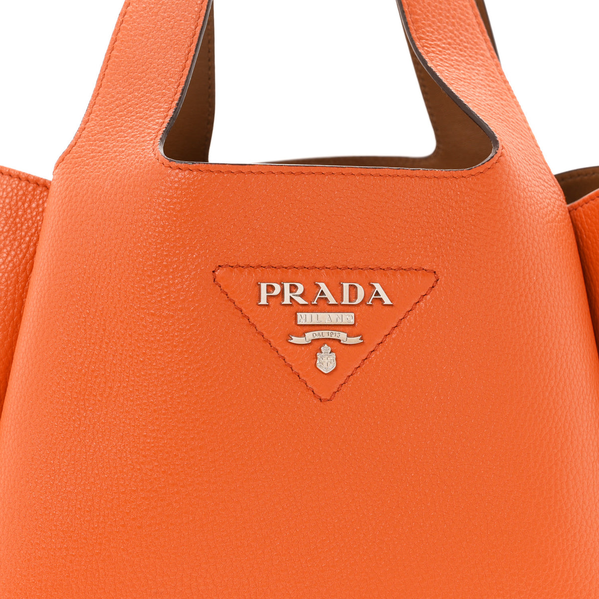 Prada Vitello Daino Soft Medium Dynamique Tote Papaya Caramello 8 of 10