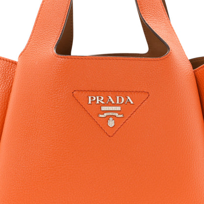 Prada Vitello Daino Soft Medium Dynamique Tote Papaya Caramello 8 of 10