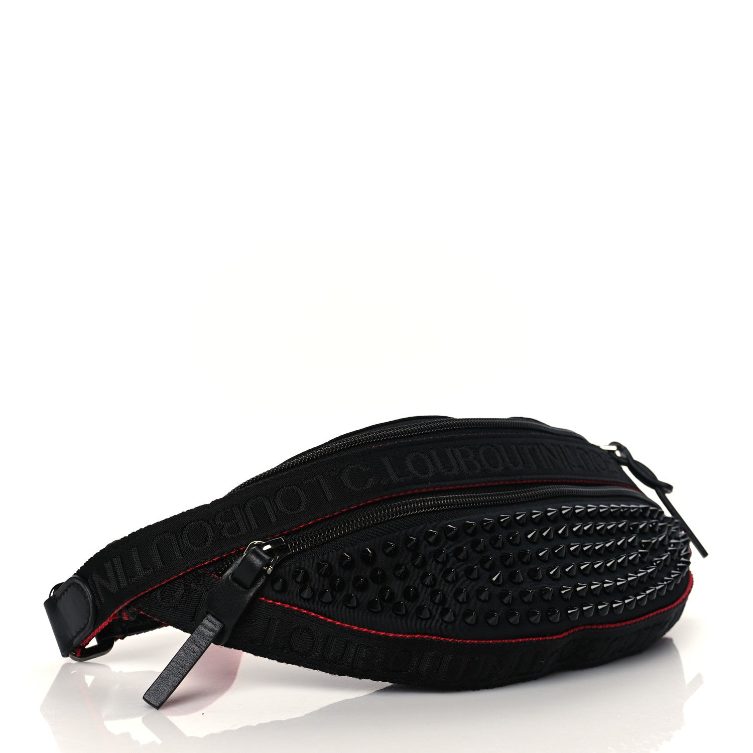 Christian Louboutin Calfskin Spiked Paris NYC Belt Bag Black 4 of 9