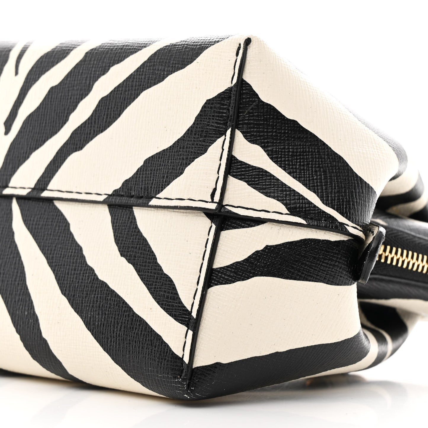 Saffiano Zebra Print Mini M Frame Bag Black White