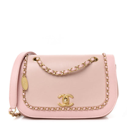 Chanel Lambskin Caviar Lovely Chains Flap Shoulder Bag Pink 1 of 12