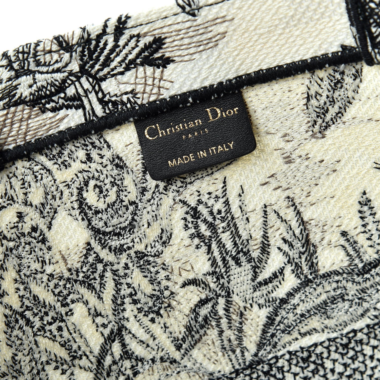 Christian Dior Canvas Embroidered Toile De Jouy Book Tote White Black 8 of 9