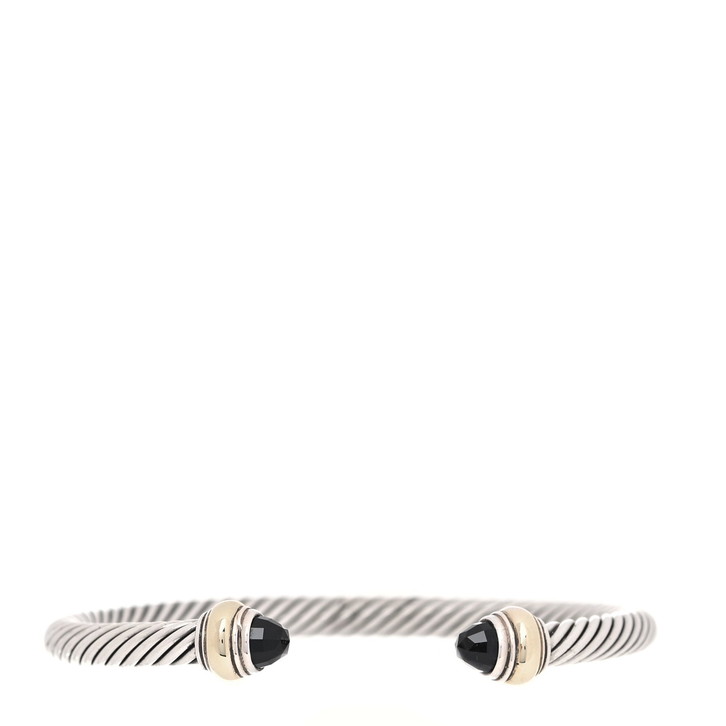 Sterling Silver 14K Yellow Gold Black Onyx 5mm Cable Classics Bracelet