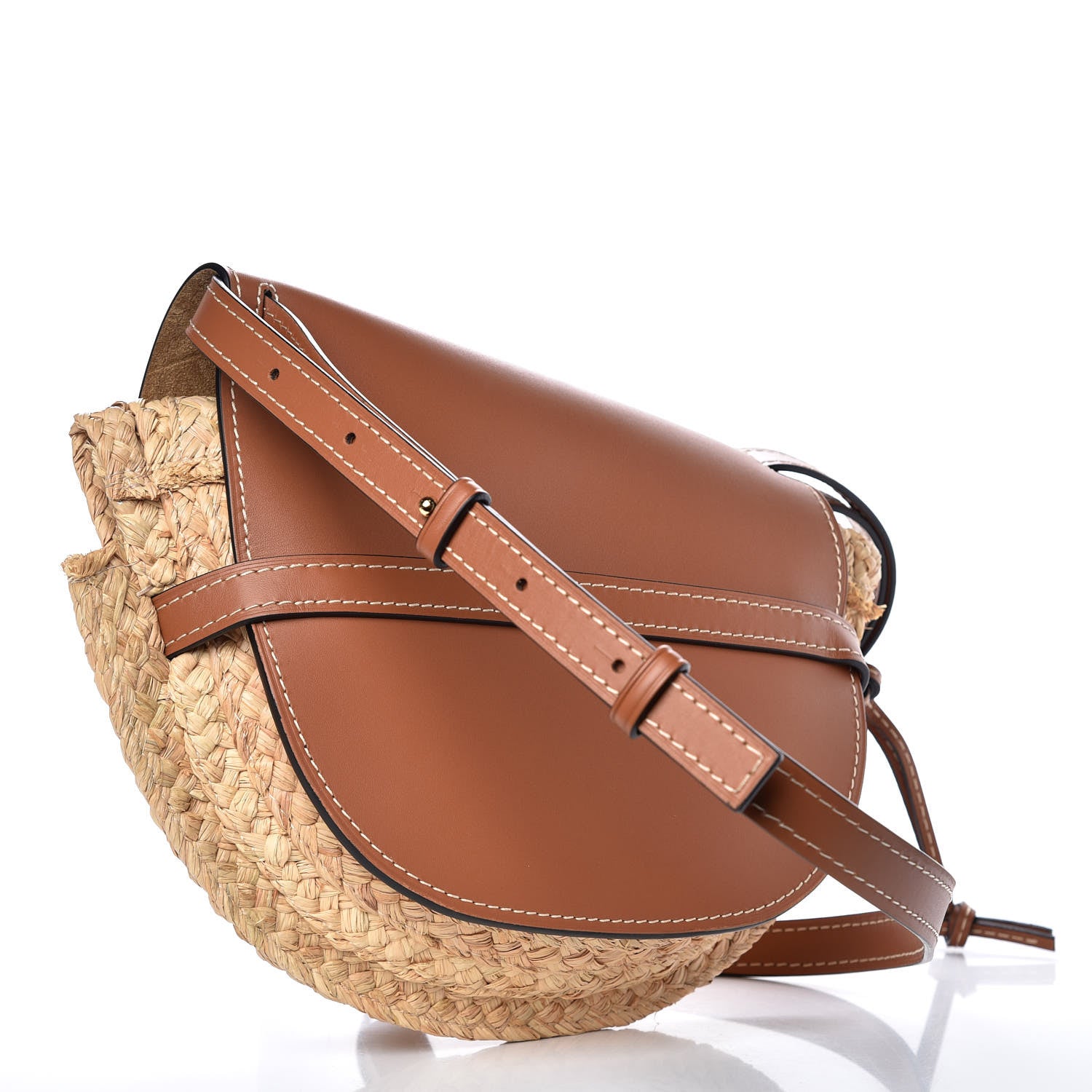 Loewe Calfskin Raffia Small Gate Crossbody Bag Natural Tan 4 of 10