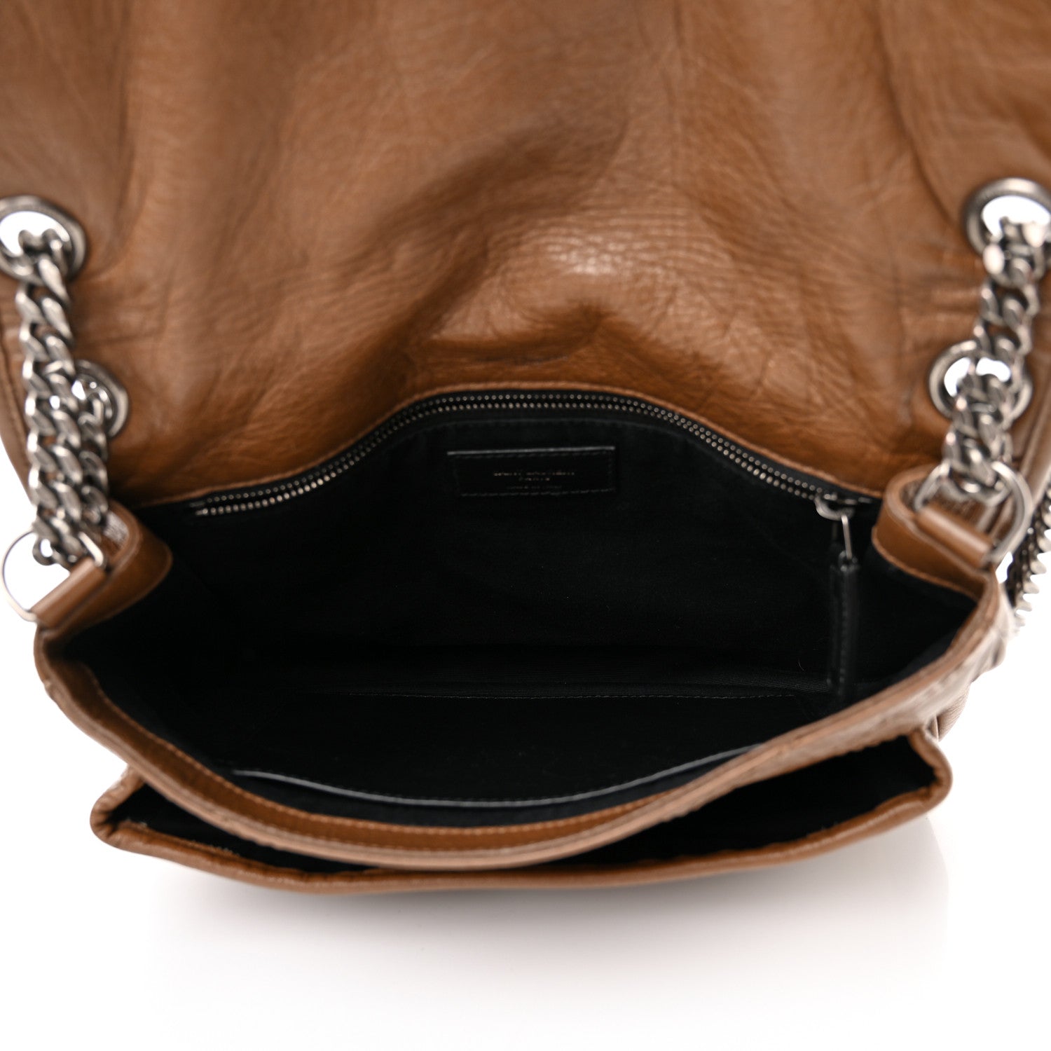 Saint Laurent Crinkled Calfskin Matelasse Monogram Medium Niki Chain Satchel Tan Brown 5 of 10