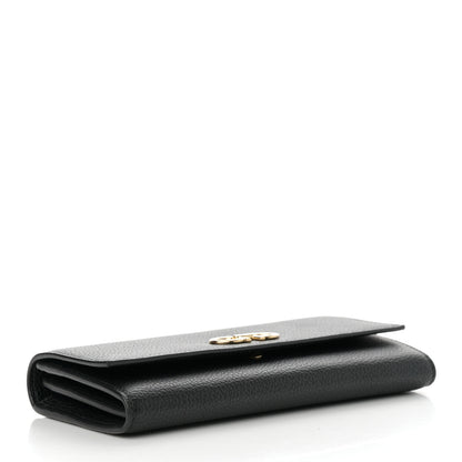 Salvatore Ferragamo Hammered Calfskin Gancini Wallet On Chain Black 4 of 11