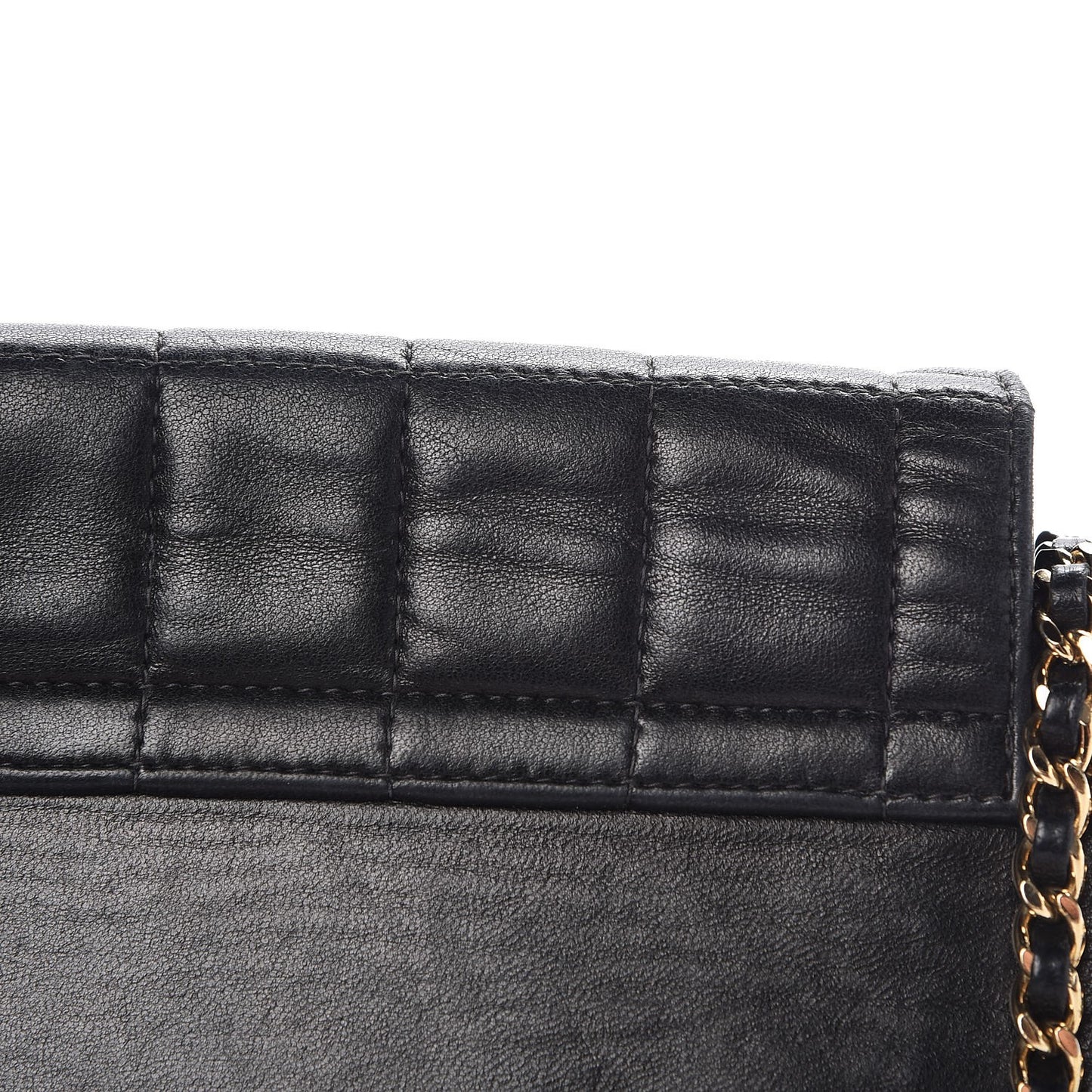 Lambskin Chocolate Bar Accordion Flap Black