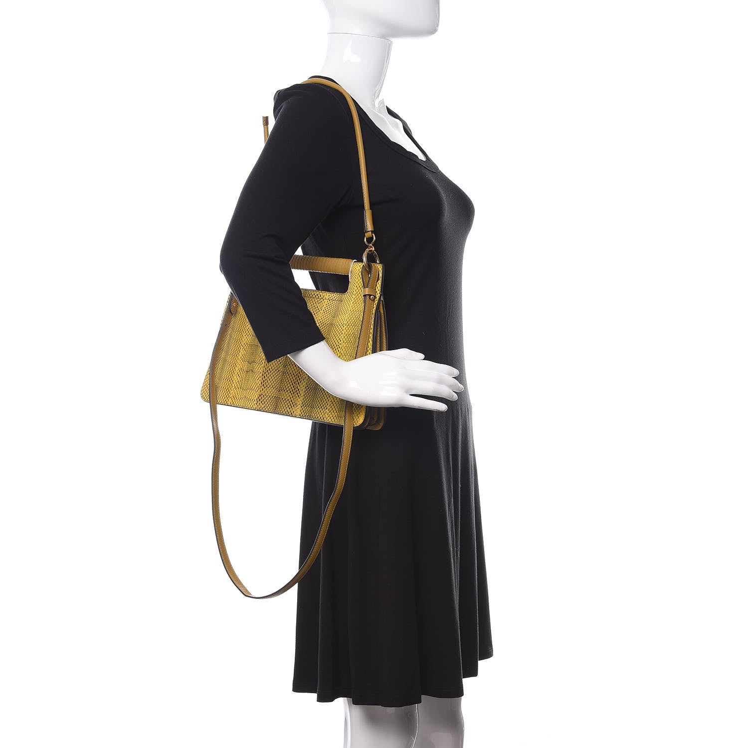 Givenchy Calfskin Python Embossed Medium Whip Top Handle Crossbody Yellow 2 of 10