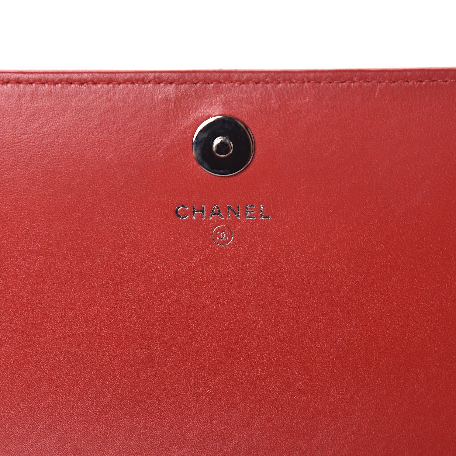 Chanel Lambskin Quilted Boy Wallet On Removable Chain WOC Red 9 of 16