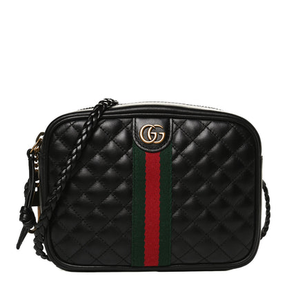 Gucci Calfskin Trapuntata Web Mini GG Shoulder Bag Black 1 of 10