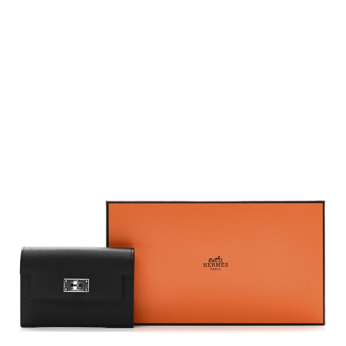 Madame Calfskin Kelly Pocket Slim Wallet Black