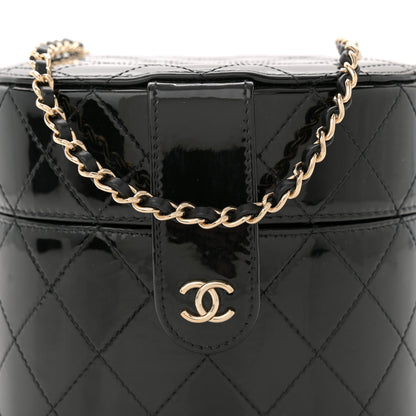 Chanel Patent Quilted Round Clutch With Chain Black 8 of 10