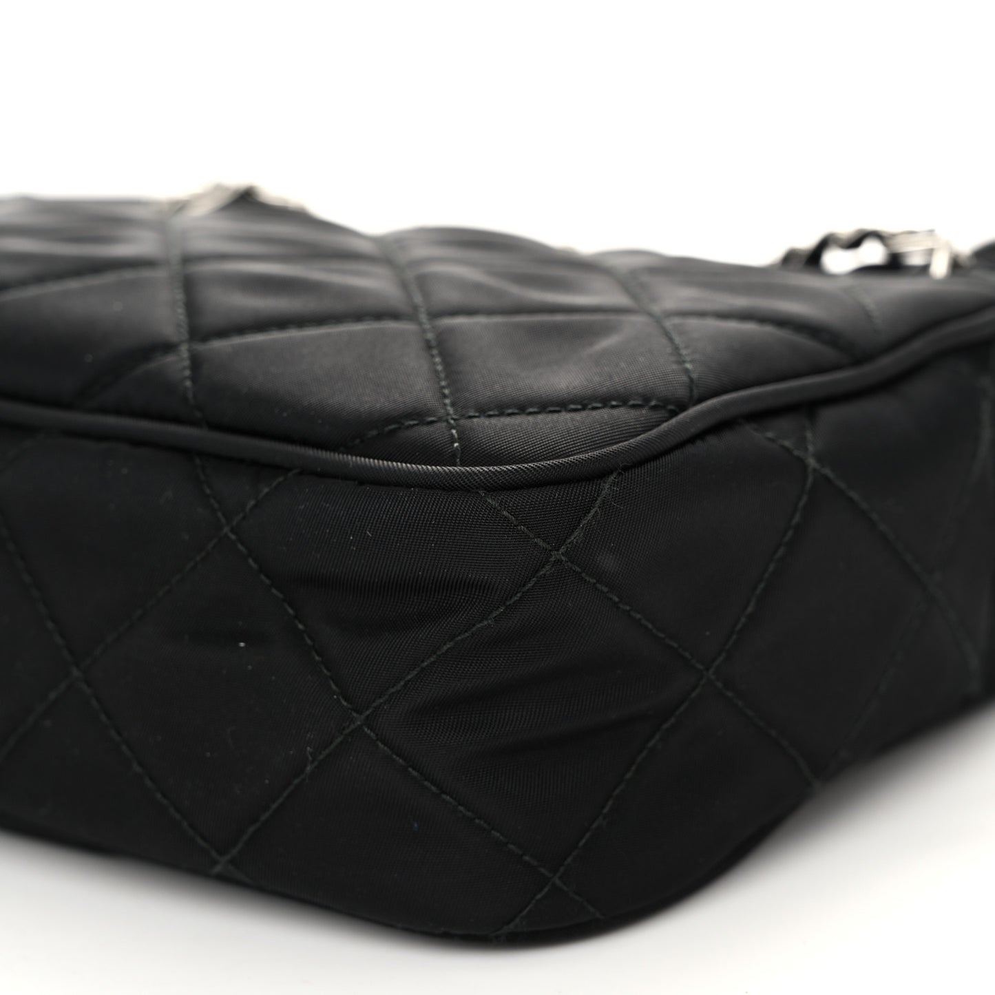 Nylon Tessuto Impuntu Quilted Bandoliera Crossbody Bag Black
