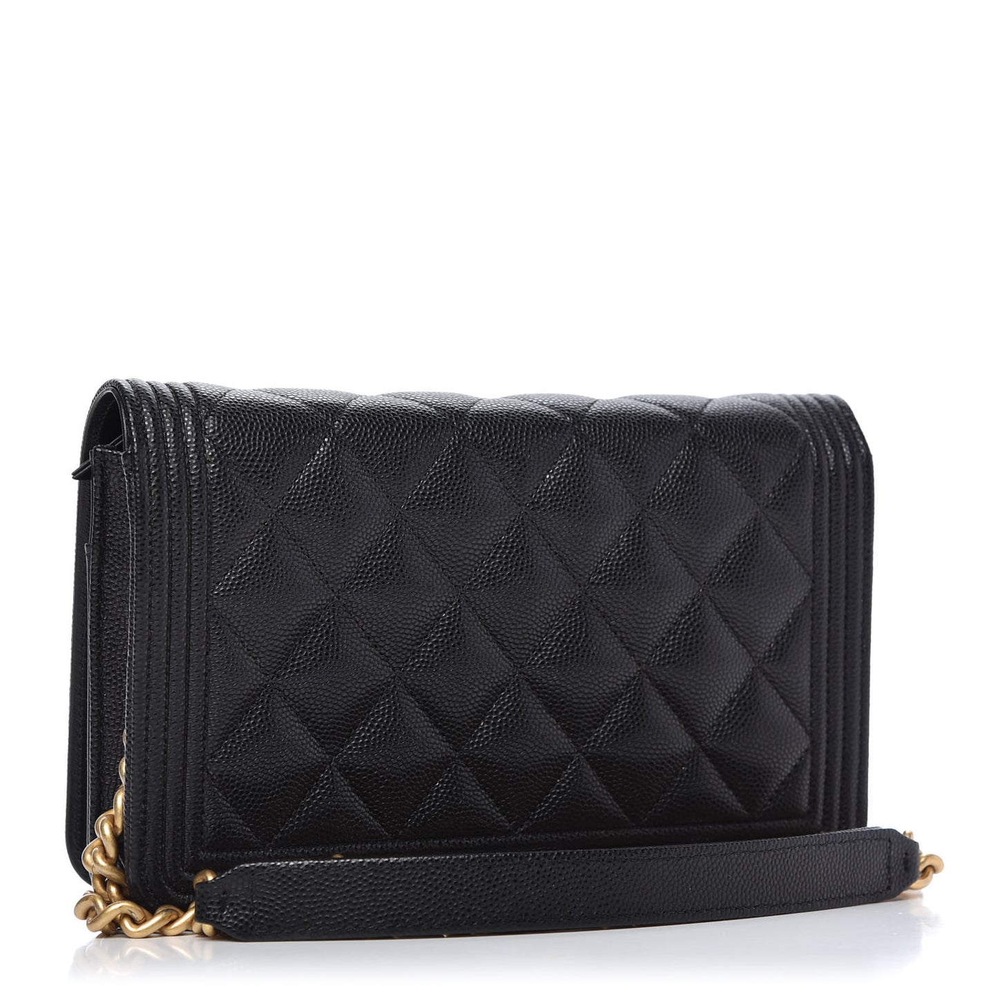 Caviar Quilted Boy Wallet On Chain WOC Black
