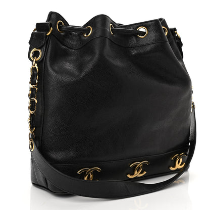 Chanel Caviar CC Drawstring Shoulder Bag Black 3 of 12