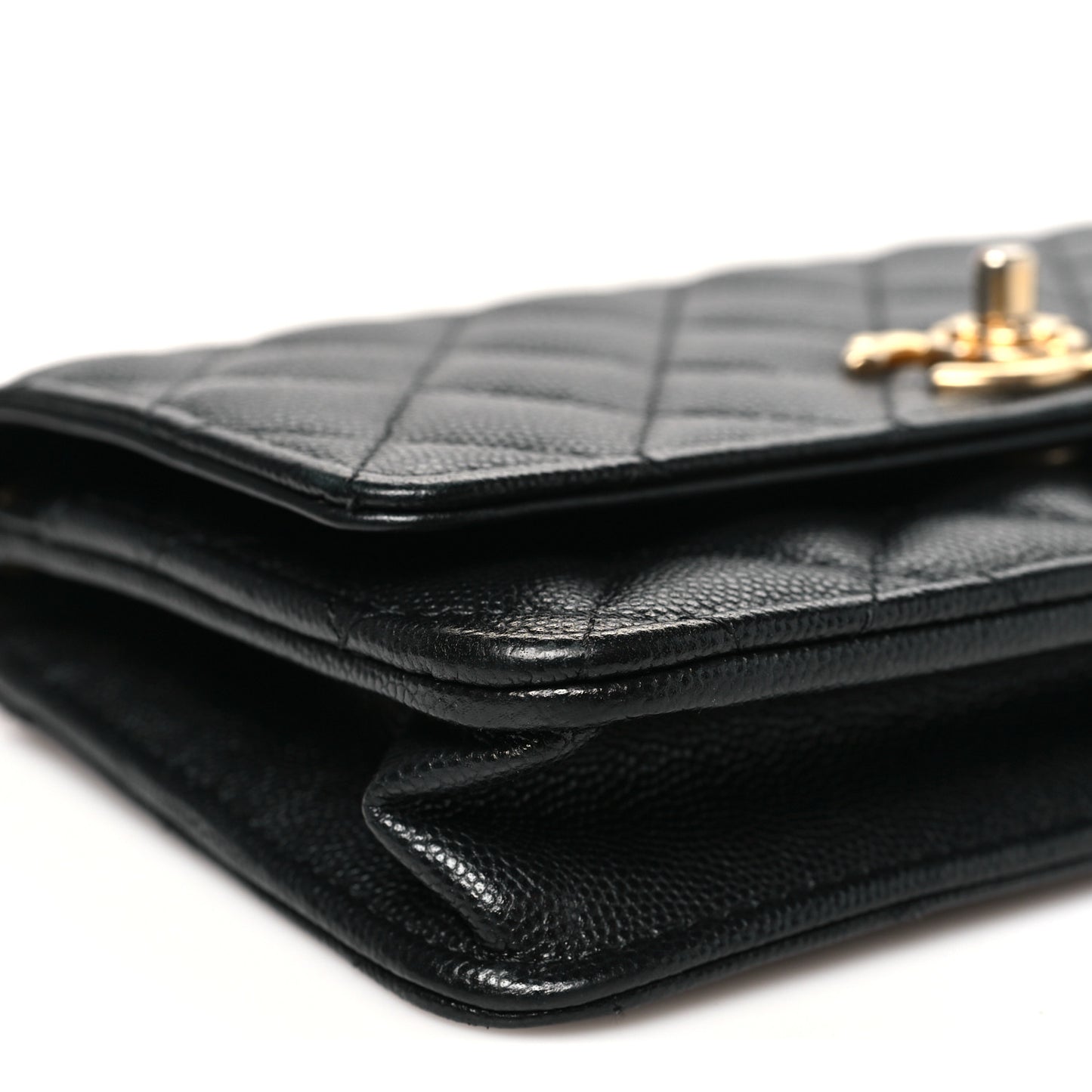 Caviar Quilted Camellia Wallet On Chain WOC Black