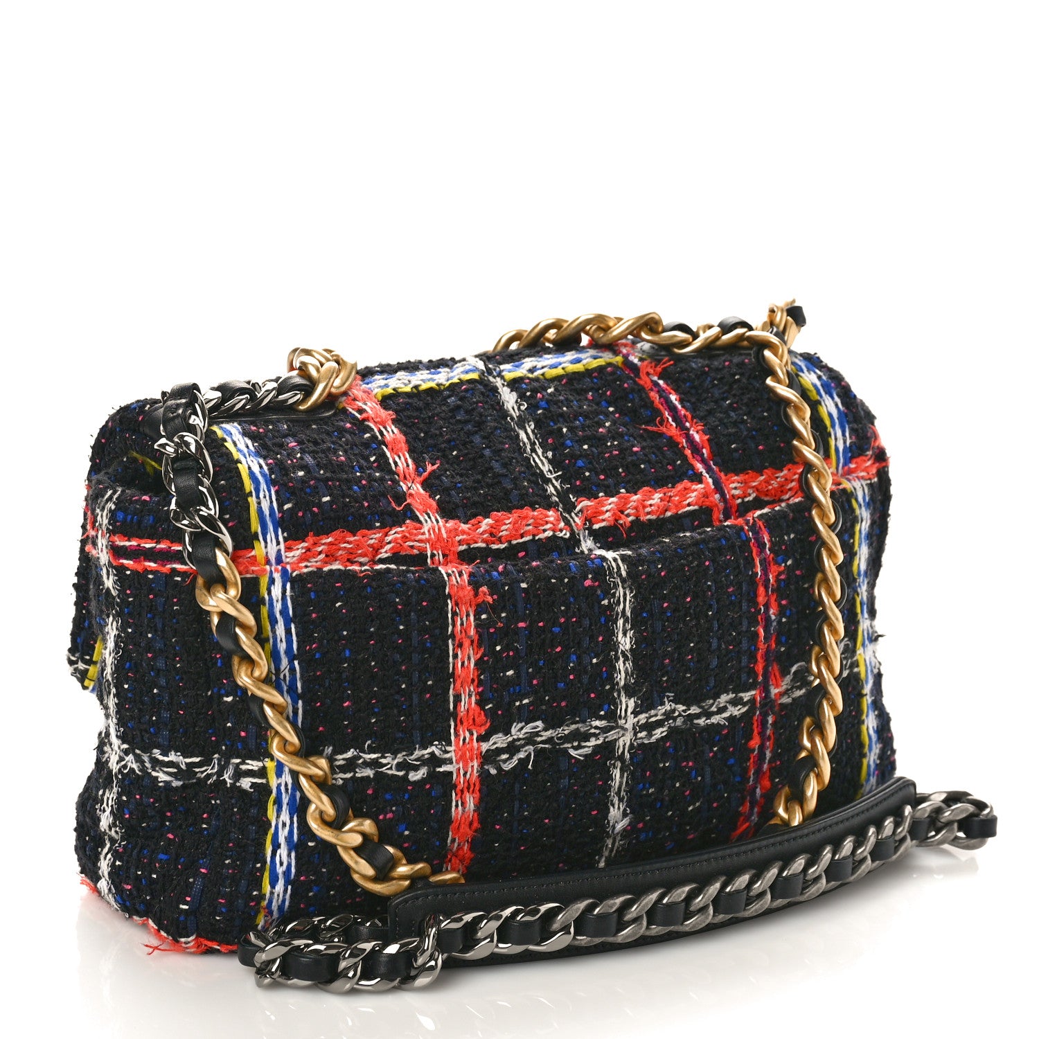 Chanel Tweed Quilted Medium Chanel 19 Flap Black Multicolor 3 of 11