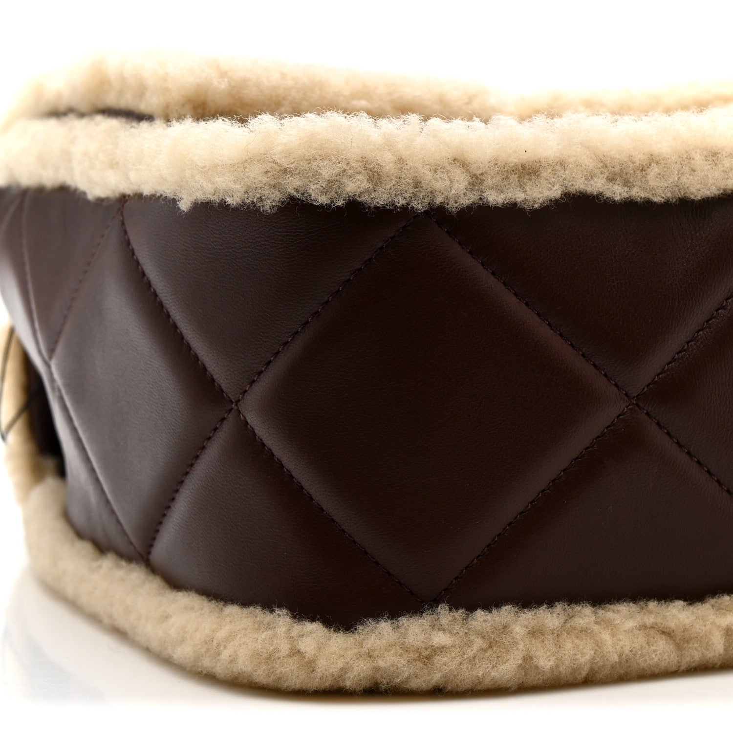 Chanel Shearling Lambskin Quilted Large Furry Coco Flap Beige Dark Brown 9 of 11