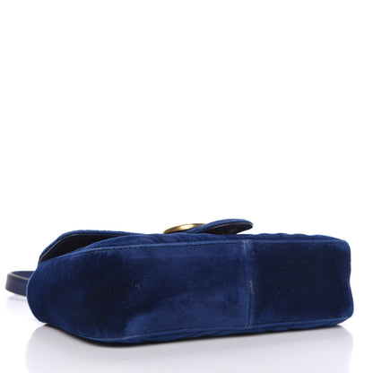 Gucci Velvet Matelasse Mini GG Marmont Shoulder Bag Cobalt Blue 4 of 10