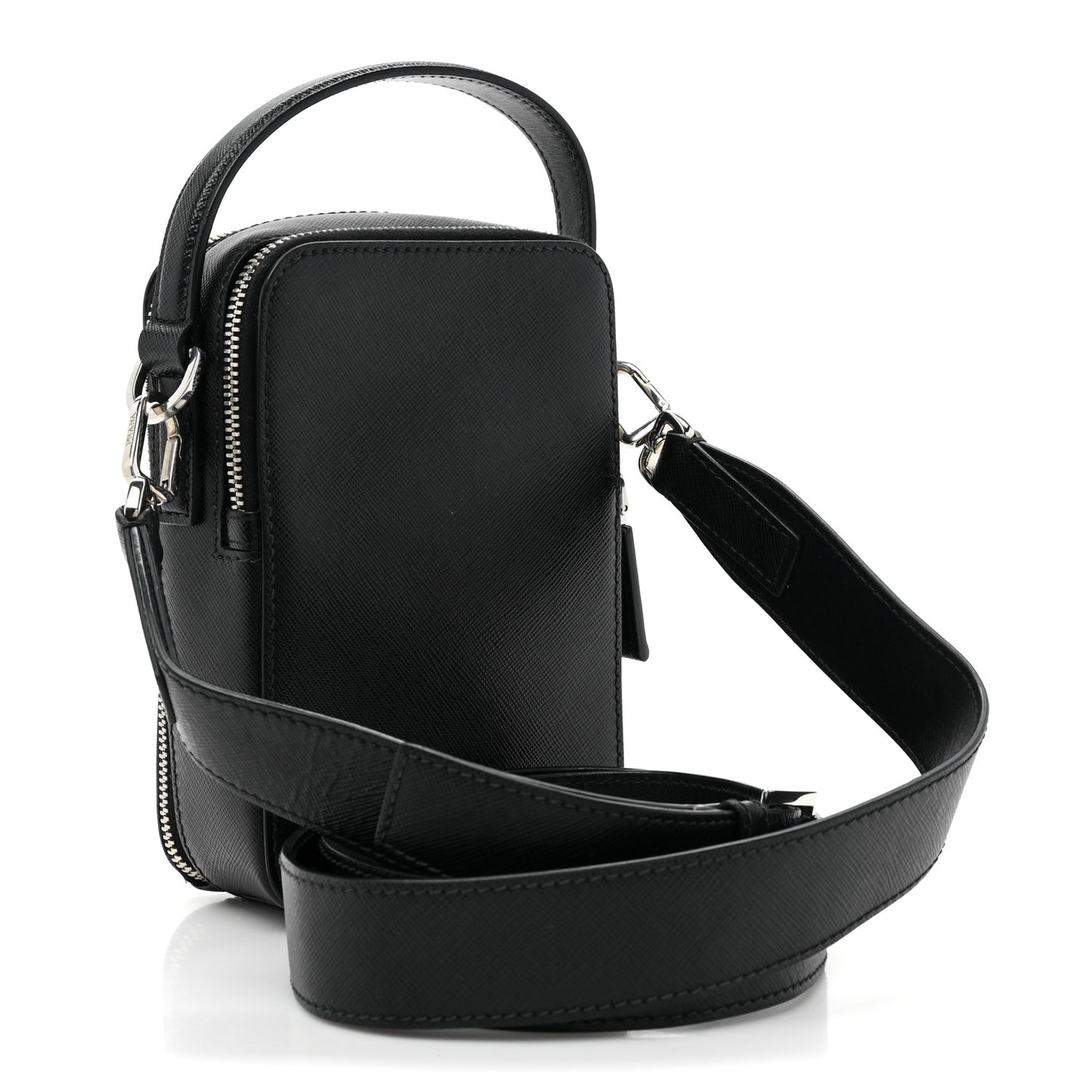 Saffiano Travel Brique Crossbody Messenger Bag Black