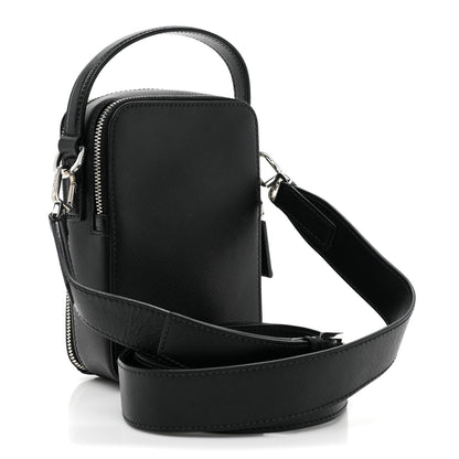 Prada Saffiano Travel Brique Crossbody Messenger Bag Black 3 of 9