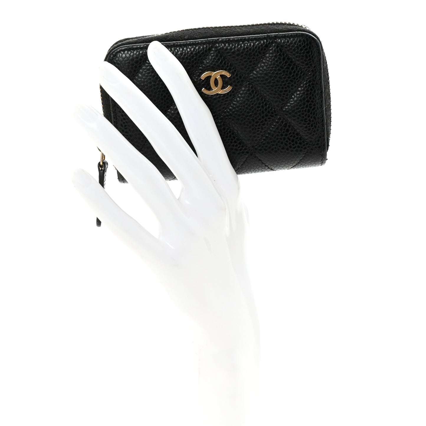 Caviar Quilted Zip Coin Purse Black