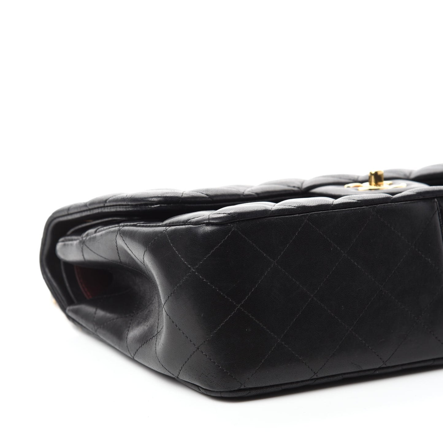 Lambskin Quilted Jumbo Double Flap Black