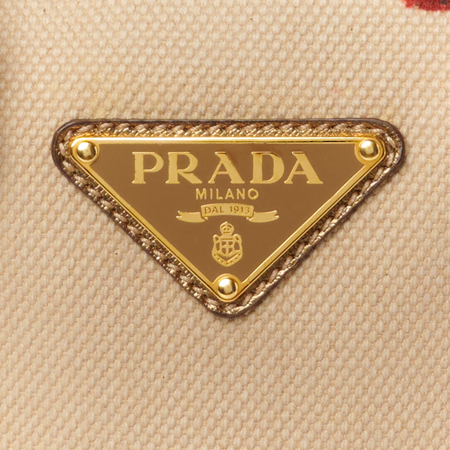 Prada Metallic Saffiano Canvas Rose Print Top Handle Bag Corda Rosso 8 of 11