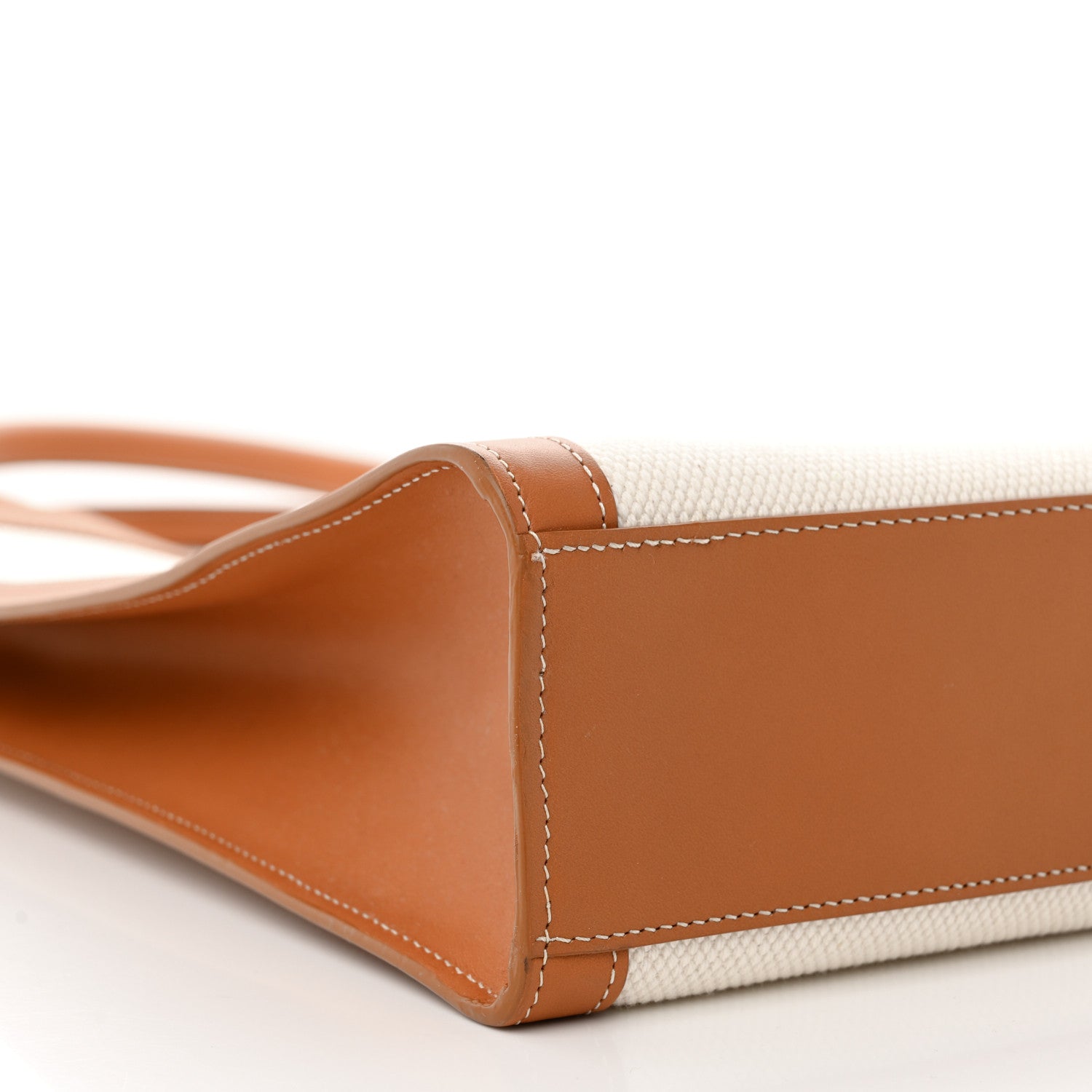 Celine Canvas Calfskin Logo Print Vertical Cabas Natural Tan 9 of 10