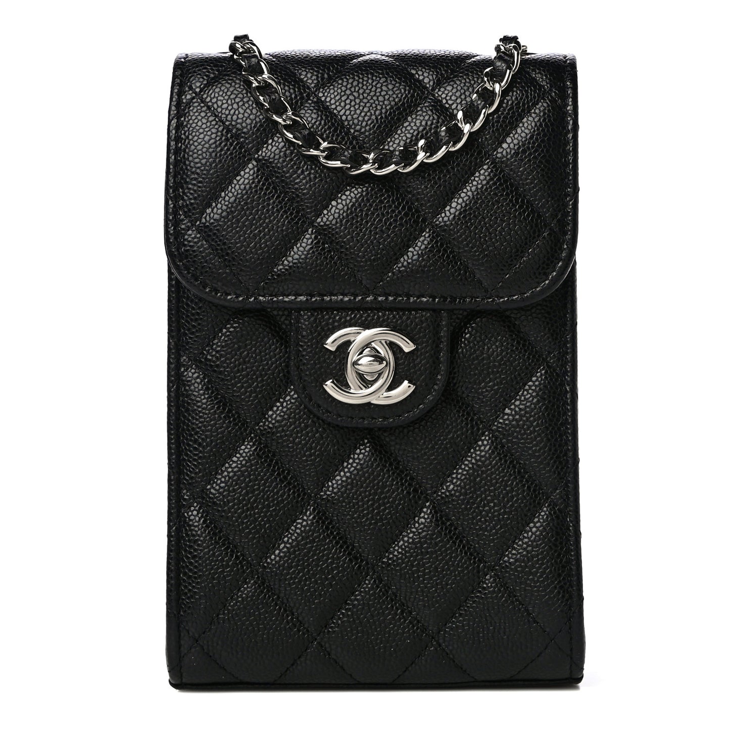 Caviar Quilted Classic Phone Holder Black