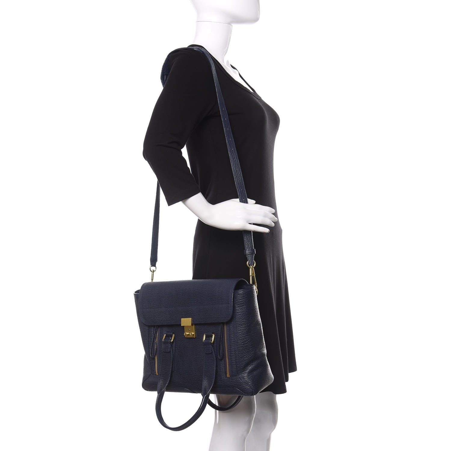 3.1 Phillip Lim 3.1 Textured Calfskin Medium Pashli Satchel Ink 2 of 12