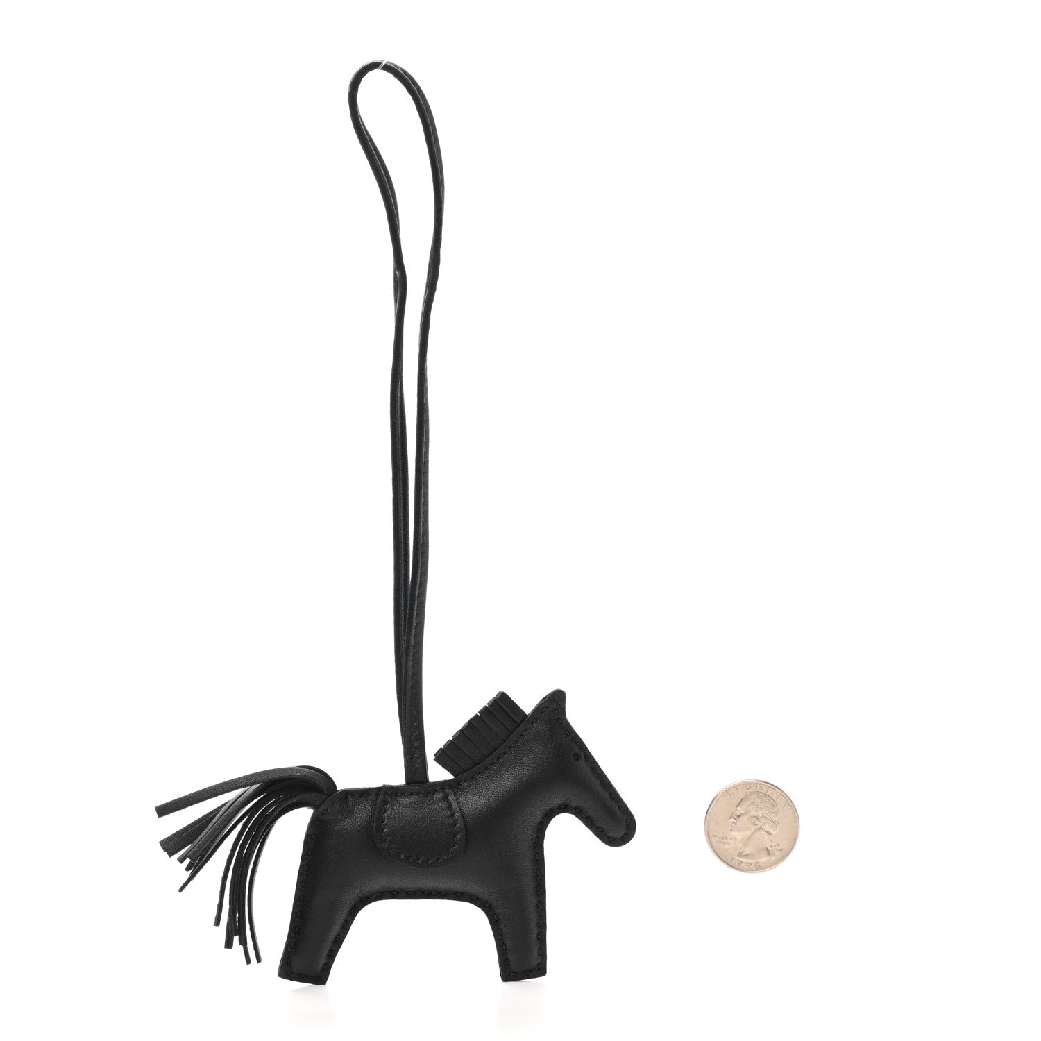 Hermes Milo Lambskin Grigri Rodeo Horse Bag Charm MM So Black 2 of 5